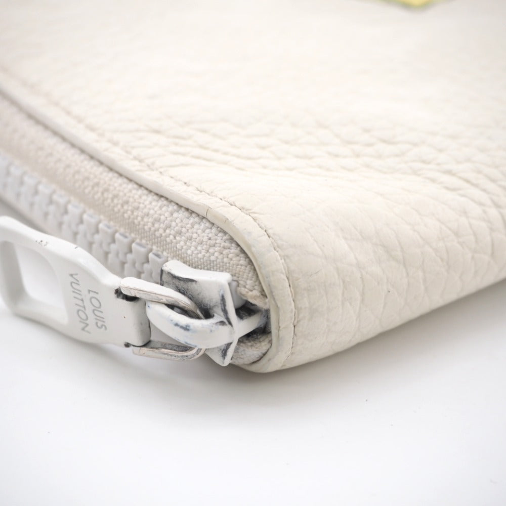 LOUIS VUITTON Long Wallet Purse M80337 leather white Zip Around Monogram Friends Zippy Wallet Vertical mens(Unisex) Used Authentic