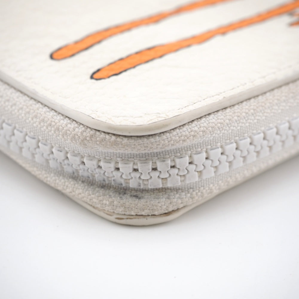 LOUIS VUITTON Long Wallet Purse M80337 leather white Zip Around Monogram Friends Zippy Wallet Vertical mens(Unisex) Used Authentic