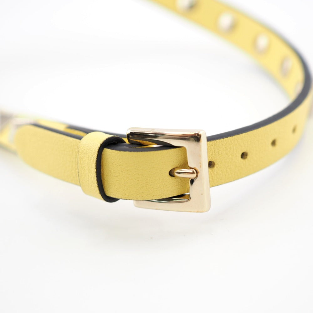 Valentino Garavani bracelet leather yellow Double strap Rock studs Women Used Authentic