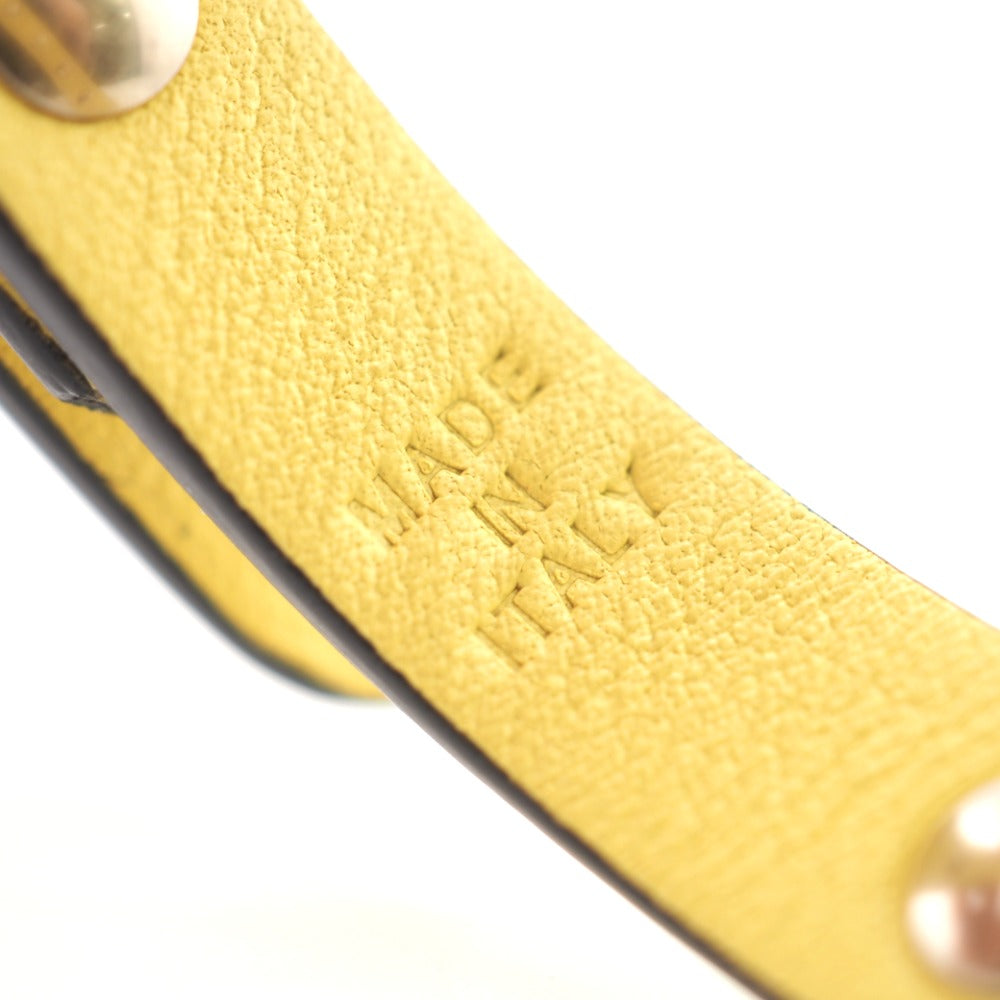 Valentino Garavani bracelet leather yellow Double strap Rock studs Women Used Authentic