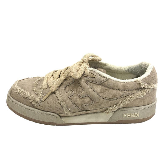 FENDI sneakers 7E1495 fabric beige FENDI MATCH Women 6 Used Authentic