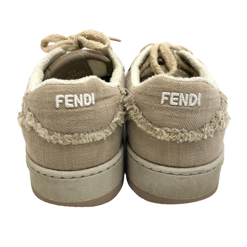FENDI sneakers 7E1495 fabric beige FENDI MATCH Women 6 Used Authentic
