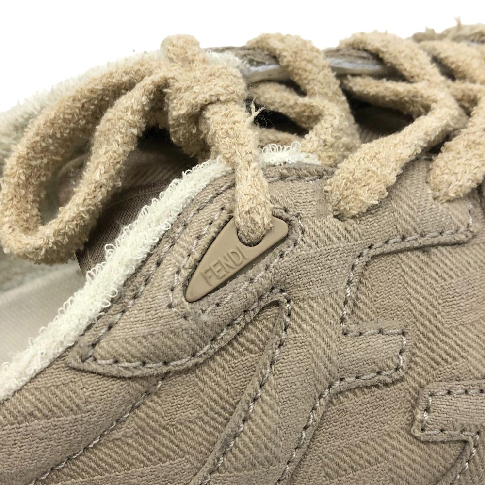 FENDI sneakers 7E1495 fabric beige FENDI MATCH Women 6 Used Authentic