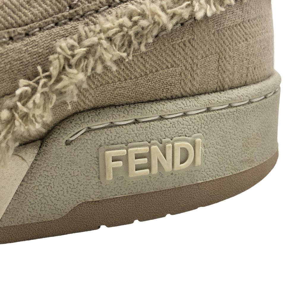 FENDI sneakers 7E1495 fabric beige FENDI MATCH Women 6 Used Authentic