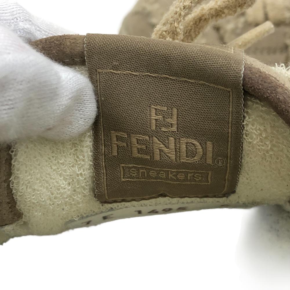 FENDI sneakers 7E1495 fabric beige FENDI MATCH Women 6 Used Authentic