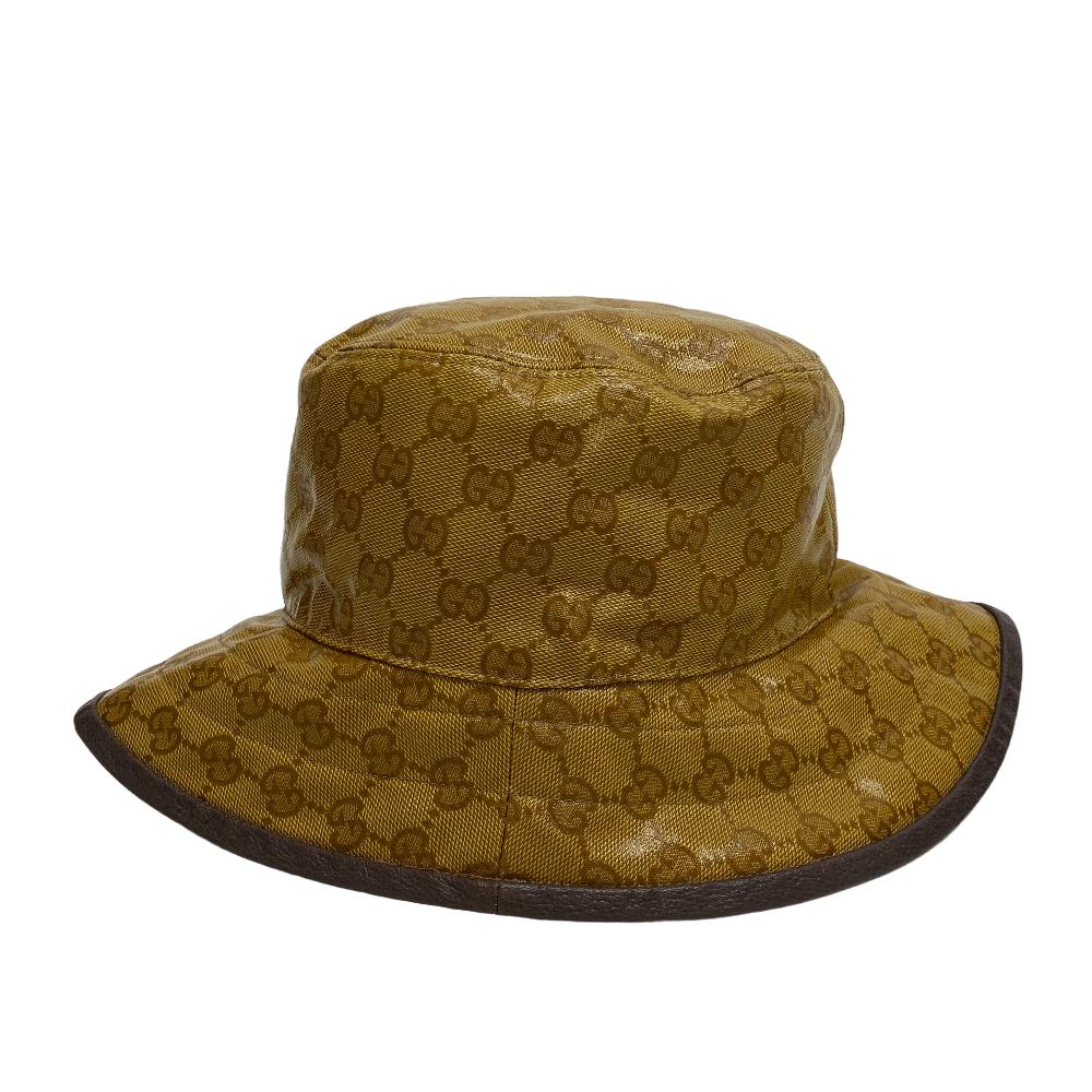 GUCCI hat 696484 Cotton, Nylon Brown Adidas Bucket Hat GG crystal S 57 mens S Used Authentic
