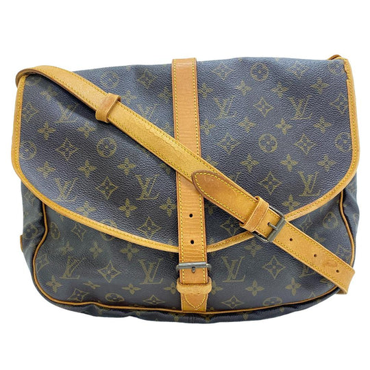 LOUIS VUITTON Shoulder Bag M42254 leather Brown Samuel 35 Monogram Women Used Authentic