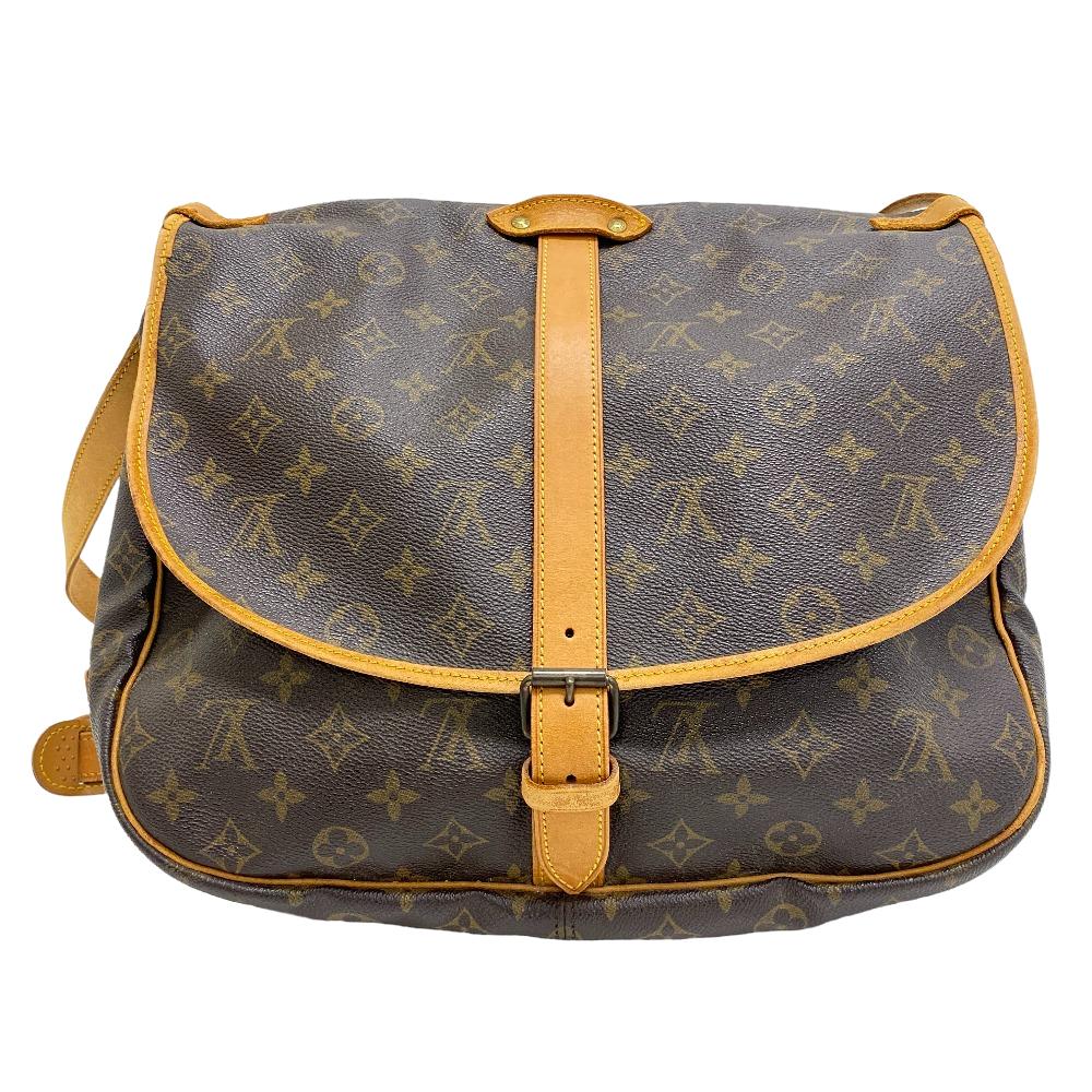 LOUIS VUITTON Shoulder Bag M42254 leather Brown Samuel 35 Monogram Women Used Authentic