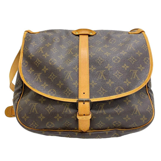 LOUIS VUITTON Shoulder Bag M42254 leather Brown Samuel 35 Monogram Women Used Authentic