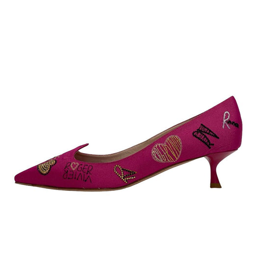 ROGERVIVIER pumps Canvas, Leather pink i love vivier Women 40 Used Authentic