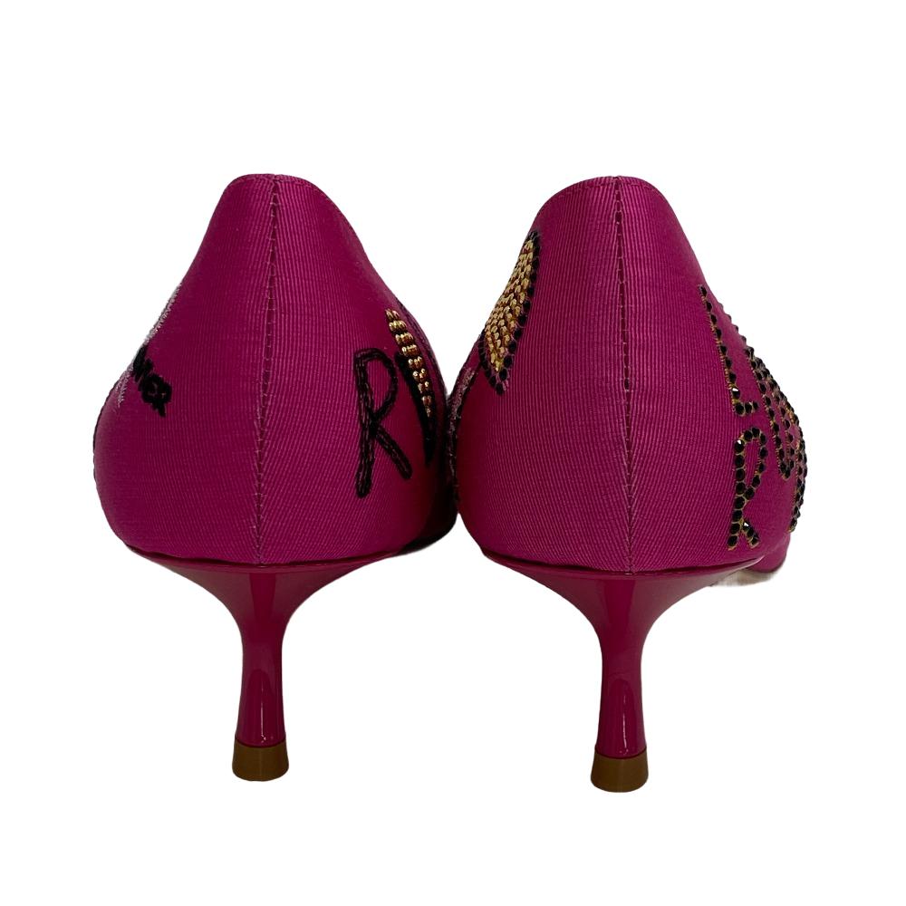 ROGERVIVIER pumps Canvas, Leather pink i love vivier Women 40 Used Authentic