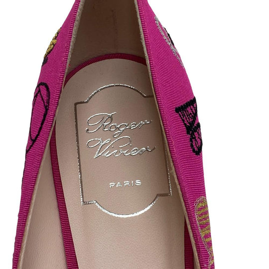 ROGERVIVIER pumps Canvas, Leather pink i love vivier Women 40 Used Authentic