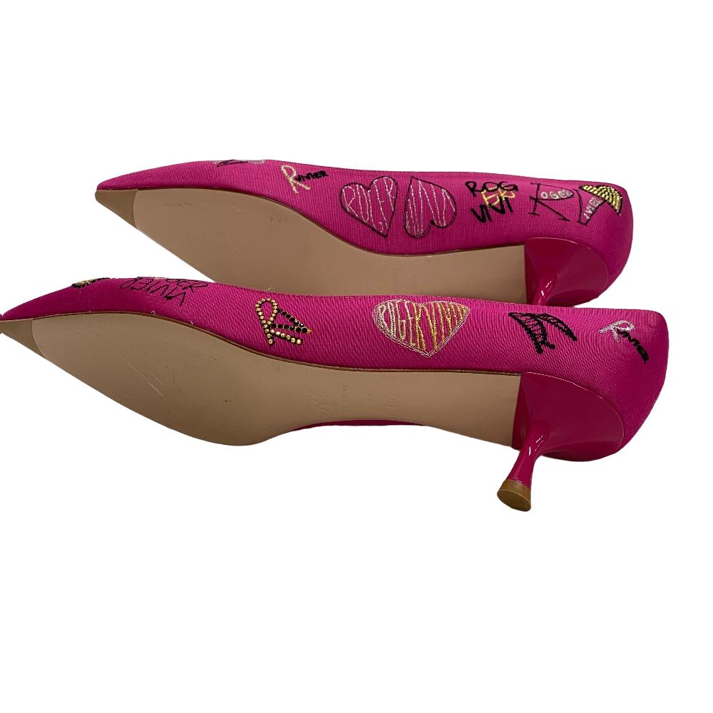 ROGERVIVIER pumps Canvas, Leather pink i love vivier Women 40 Used Authentic