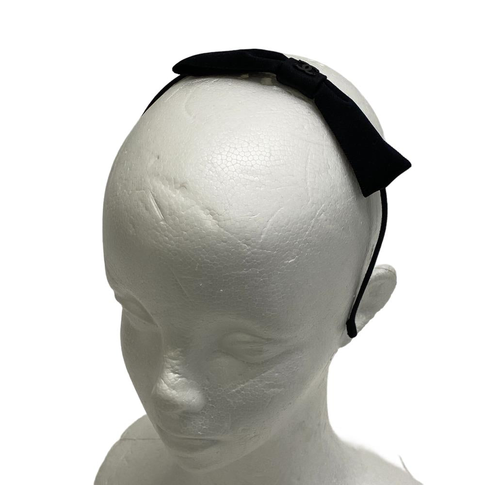 CHANEL hair accessory Nylon black 23P COCO Mark Headband ribbon Women Used Authentic