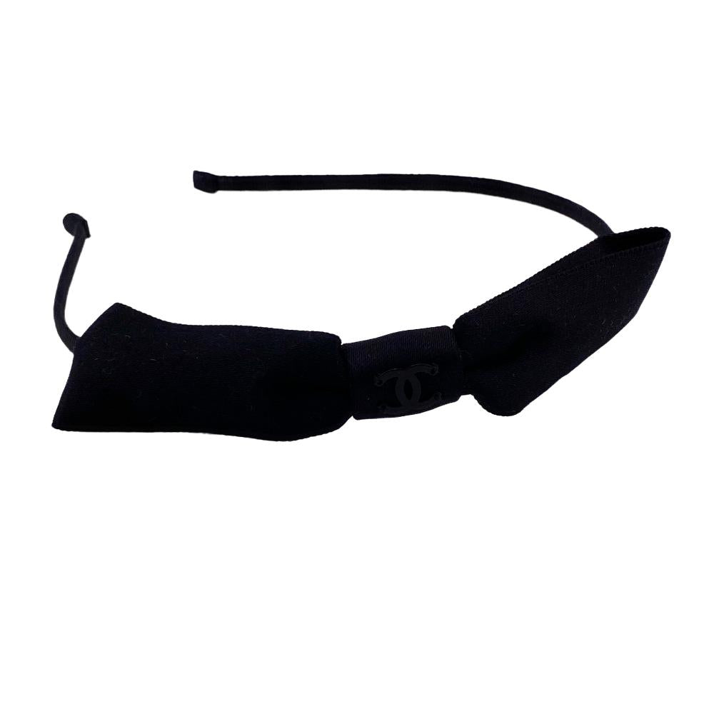 CHANEL hair accessory Nylon black 23P COCO Mark Headband ribbon Women Used Authentic