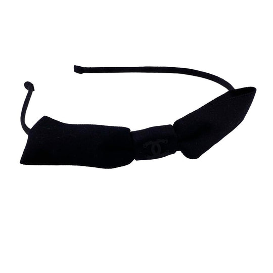 CHANEL hair accessory Nylon black 23P COCO Mark Headband ribbon Women Used Authentic