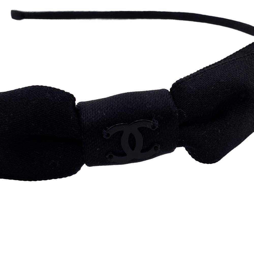 CHANEL hair accessory Nylon black 23P COCO Mark Headband ribbon Women Used Authentic