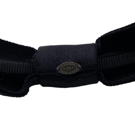 CHANEL hair accessory Nylon black 23P COCO Mark Headband ribbon Women Used Authentic