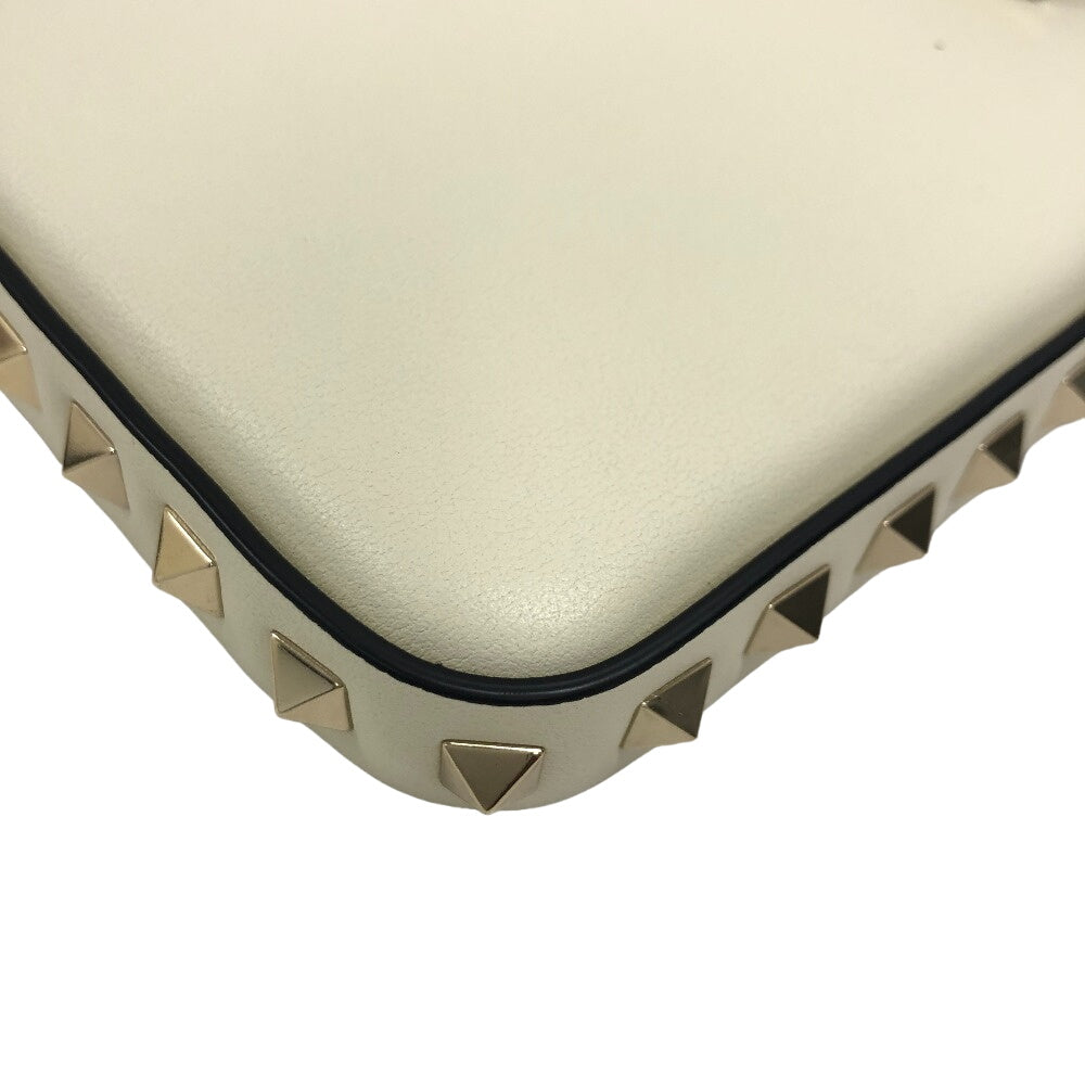 Valentino Garavani Shoulder Bag leather white Phone holder Rock studs Women Used Authentic