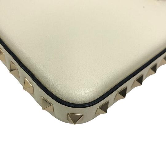 Valentino Garavani Shoulder Bag leather white Phone holder Rock studs Women Used Authentic