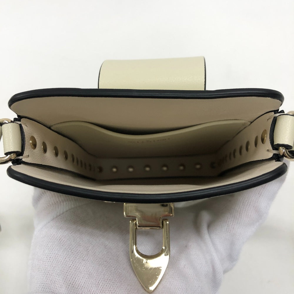 Valentino Garavani Shoulder Bag leather white Phone holder Rock studs Women Used Authentic