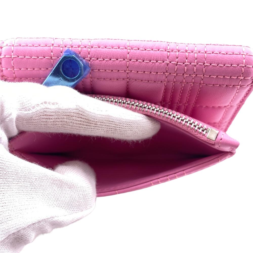 BURBERRY Tri-fold wallet lambskin pink folding wallet small quilting roller Women Used Authentic