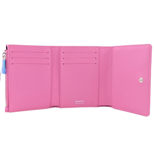 BURBERRY Tri-fold wallet lambskin pink folding wallet small quilting roller Women Used Authentic