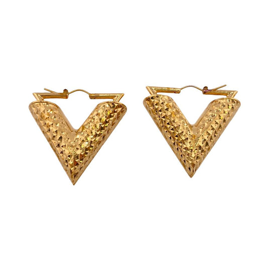 LOUIS VUITTON Pierce ‚l64270 Gold Plated gold Essential V Guilloche Book de Reille Women Used Authentic