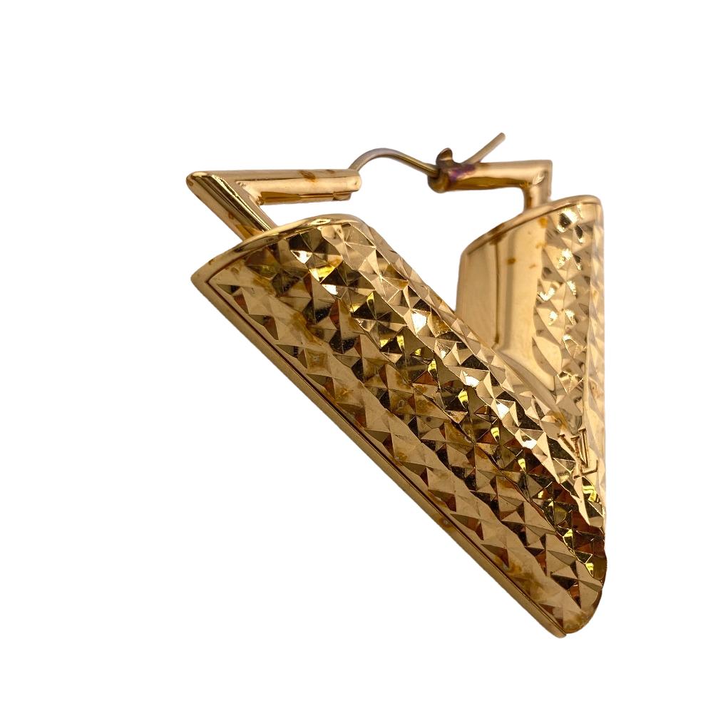 LOUIS VUITTON Pierce ‚l64270 Gold Plated gold Essential V Guilloche Book de Reille Women Used Authentic