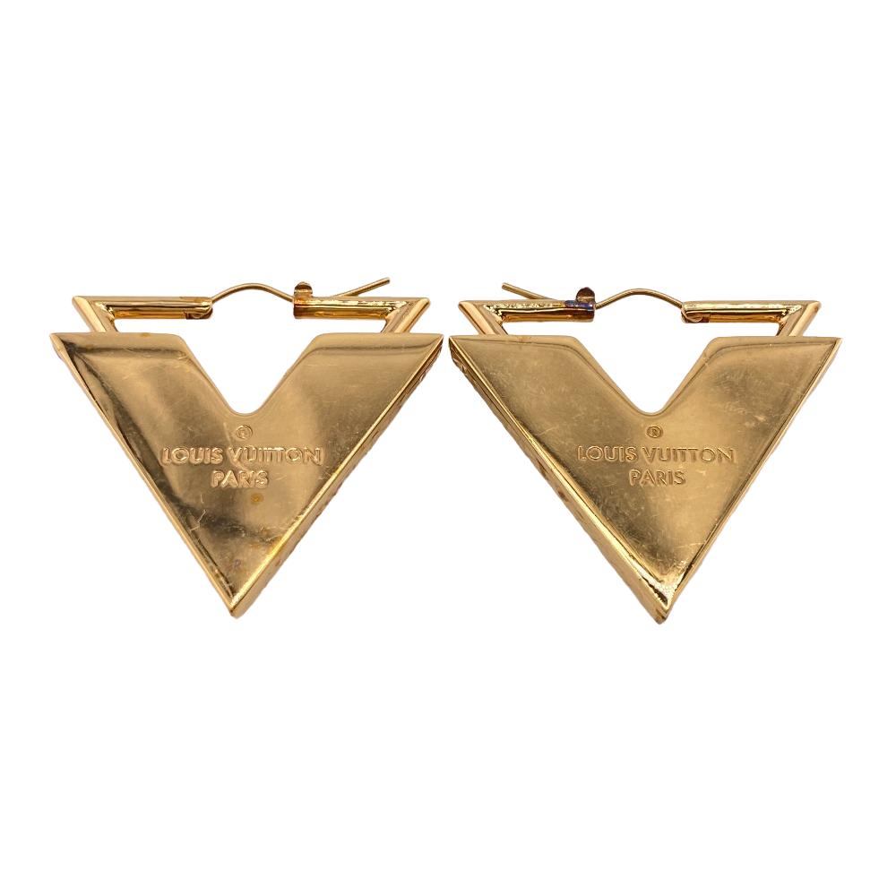 LOUIS VUITTON Pierce ‚l64270 Gold Plated gold Essential V Guilloche Book de Reille Women Used Authentic