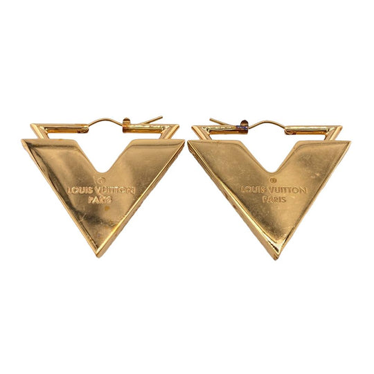 LOUIS VUITTON Pierce ‚l64270 Gold Plated gold Essential V Guilloche Book de Reille Women Used Authentic