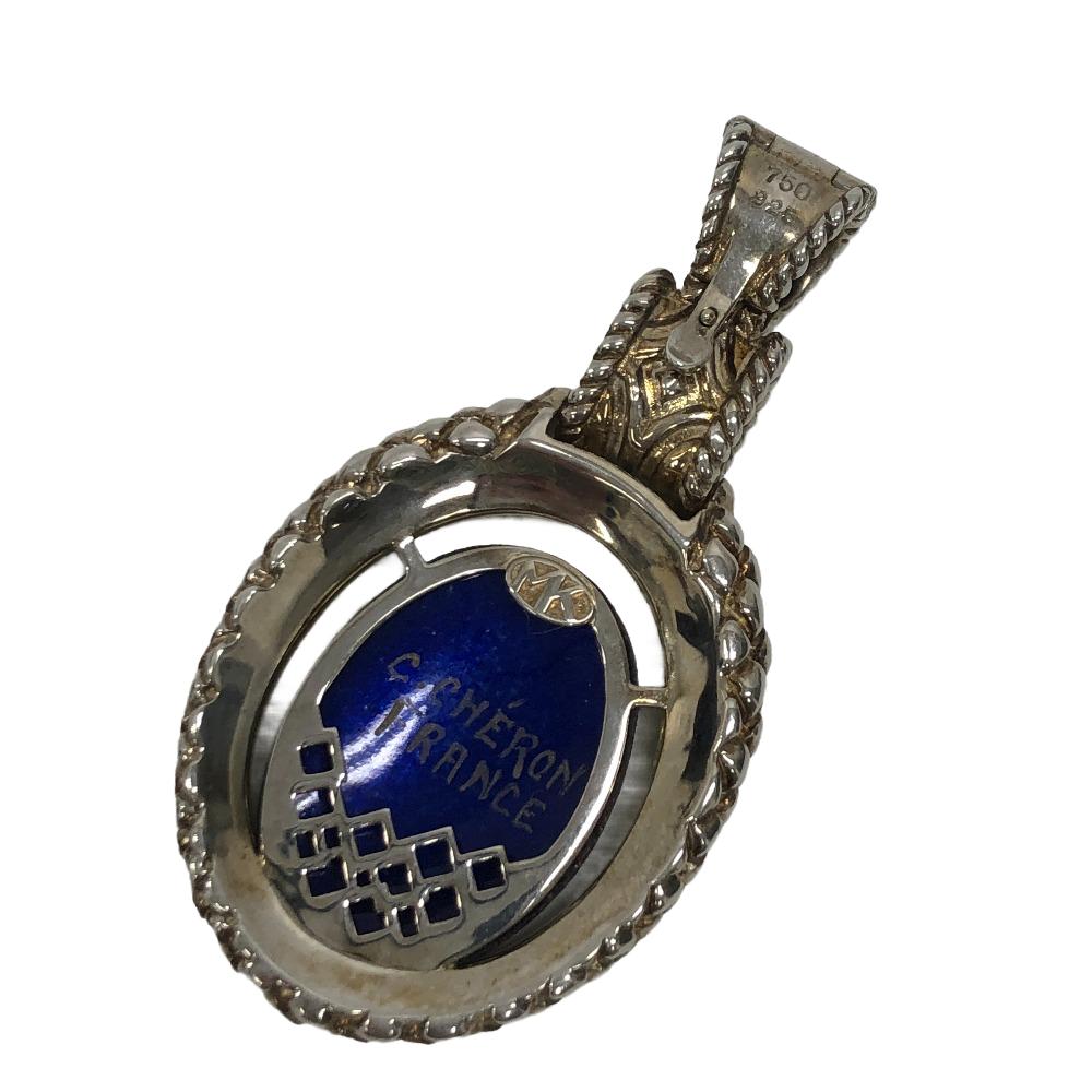 MITSUO KAJI Pendant top Silver925, K18 Gold Silver Necklace top Emery Women Used Authentic