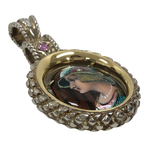 MITSUO KAJI Pendant top Silver925, K18 Gold Silver Necklace top Emery Women Used Authentic