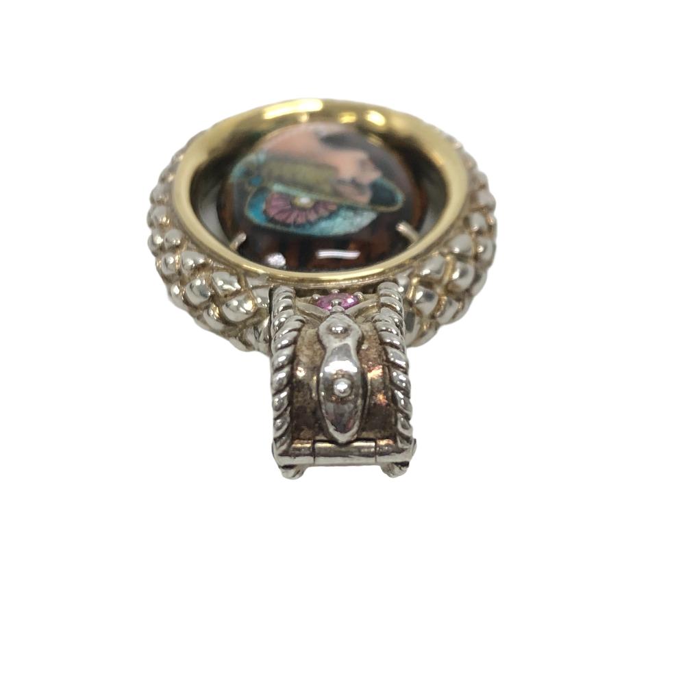 MITSUO KAJI Pendant top Silver925, K18 Gold Silver Necklace top Emery Women Used Authentic