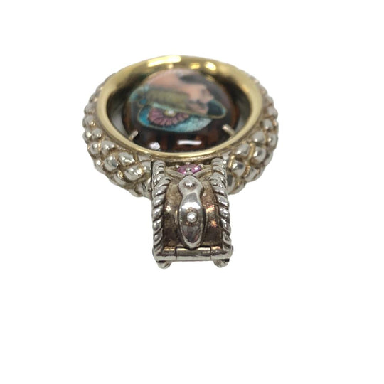 MITSUO KAJI Pendant top Silver925, K18 Gold Silver Necklace top Emery Women Used Authentic