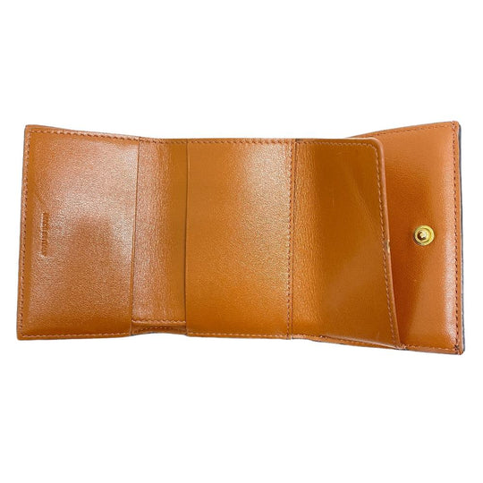 CELINE Tri-fold wallet leather Brown Trifold wallet Leopard Women Used Authentic