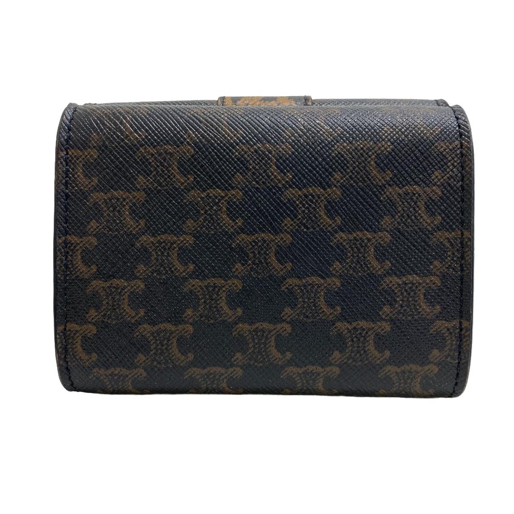 CELINE Tri-fold wallet leather Brown Trifold wallet Leopard Women Used Authentic