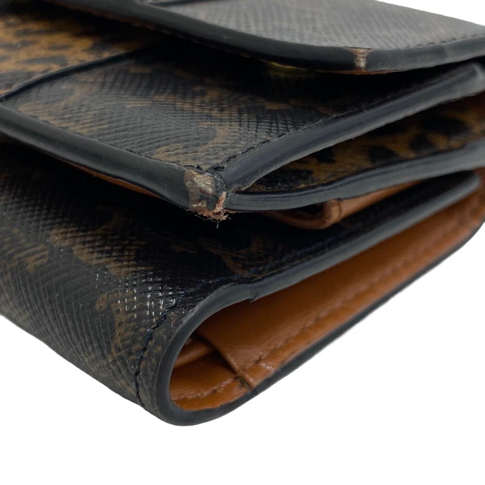 CELINE Tri-fold wallet leather Brown Trifold wallet Leopard Women Used Authentic