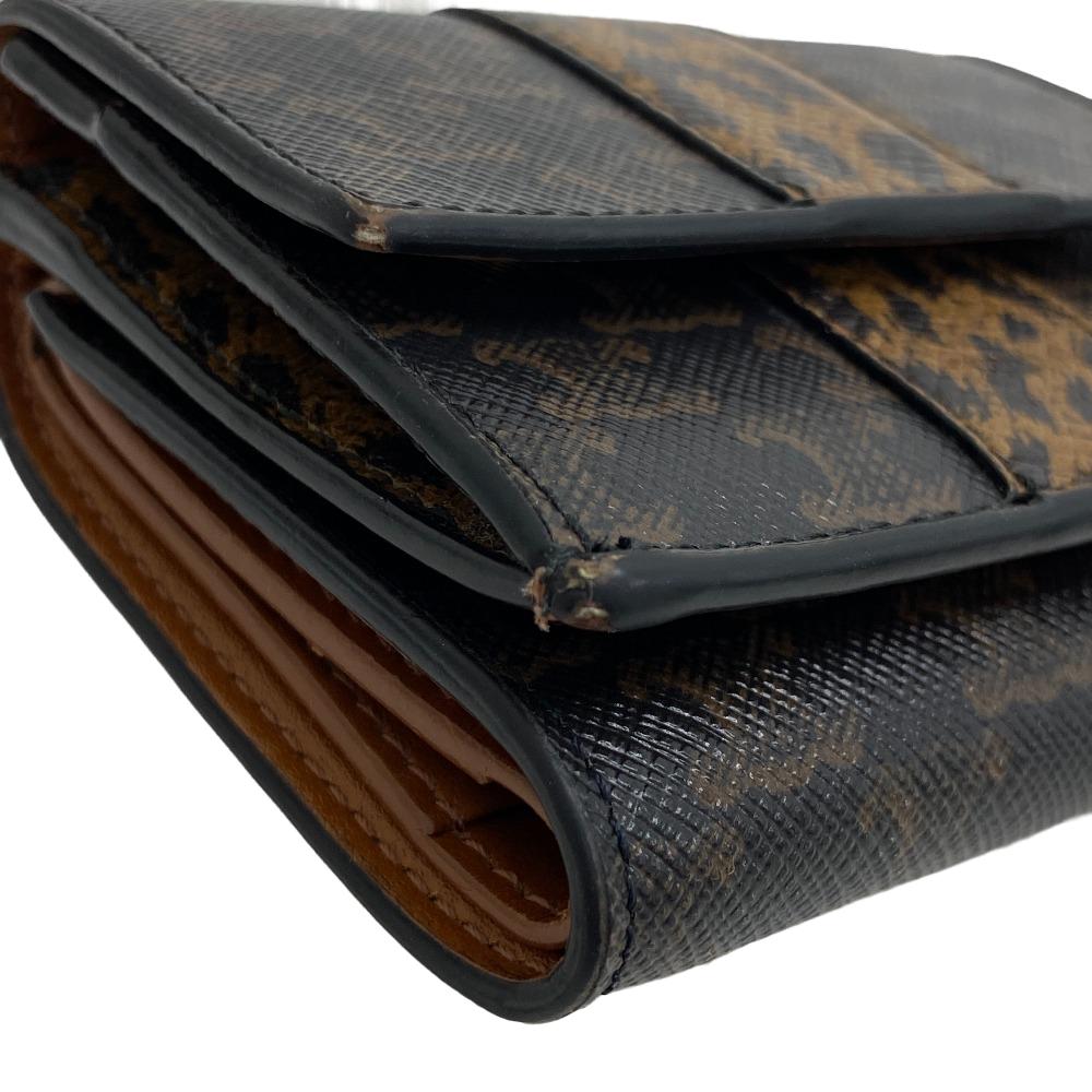CELINE Tri-fold wallet leather Brown Trifold wallet Leopard Women Used Authentic