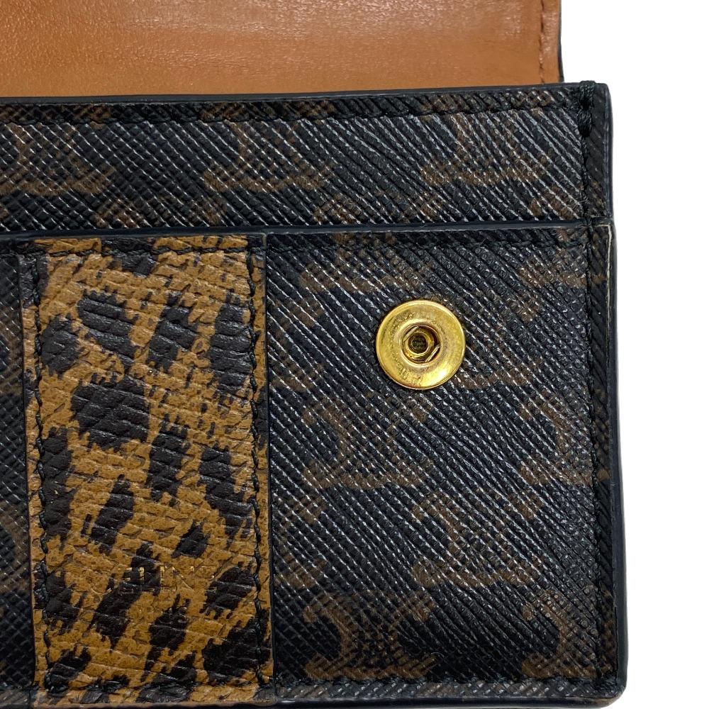 CELINE Tri-fold wallet leather Brown Trifold wallet Leopard Women Used Authentic