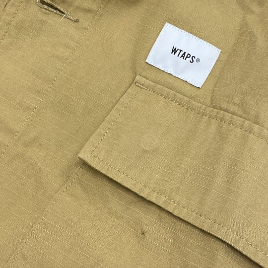 WTAPS Long sleeve shirt cotton khaki UNGLE 02 RIPSTOP 4 21Stainless Steel mens X 04 Used Authentic