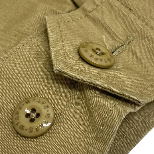 WTAPS Long sleeve shirt cotton khaki UNGLE 02 RIPSTOP 4 21Stainless Steel mens X 04 Used Authentic