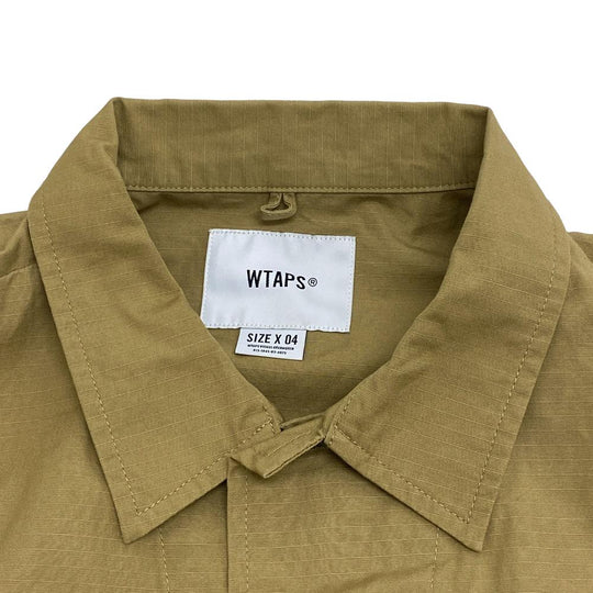 WTAPS Long sleeve shirt cotton khaki UNGLE 02 RIPSTOP 4 21Stainless Steel mens X 04 Used Authentic