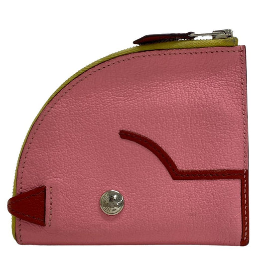 HERMES Coin case leather pink Paddock Chevrumizor Women Used Authentic