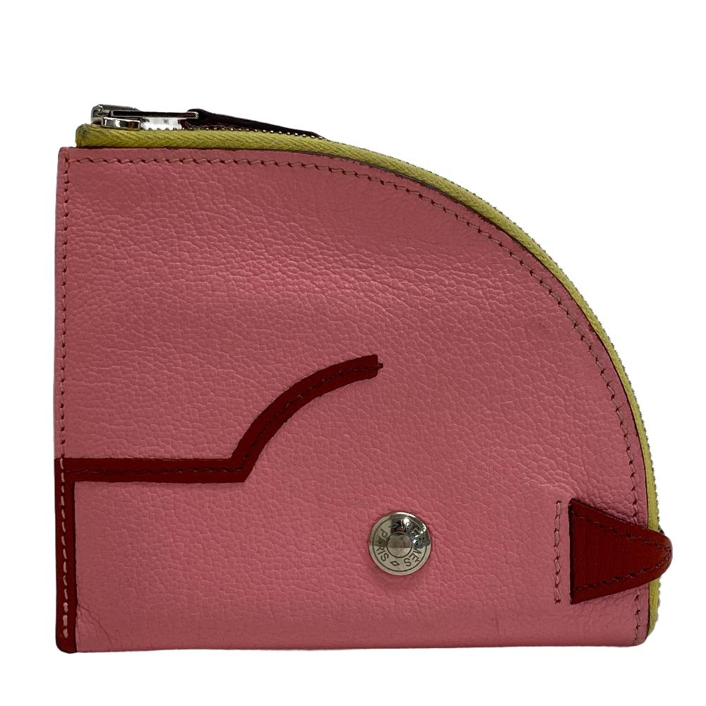 HERMES Coin case leather pink Paddock Chevrumizor Women Used Authentic