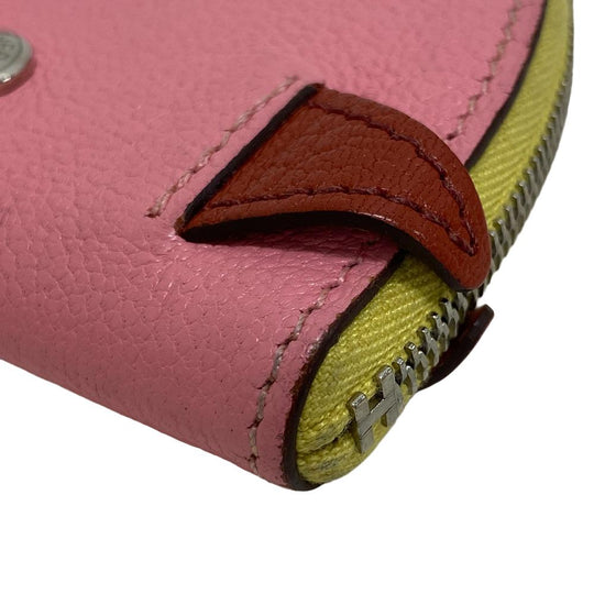 HERMES Coin case leather pink Paddock Chevrumizor Women Used Authentic
