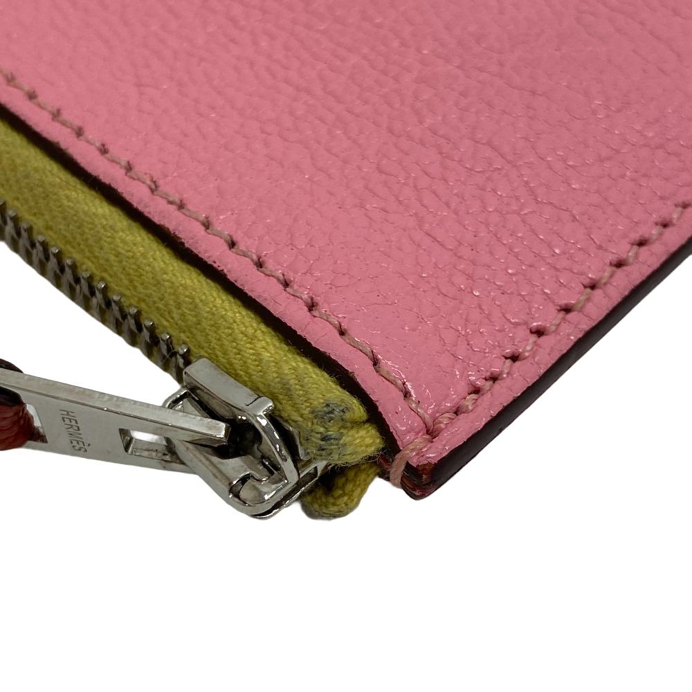 HERMES Coin case leather pink Paddock Chevrumizor Women Used Authentic