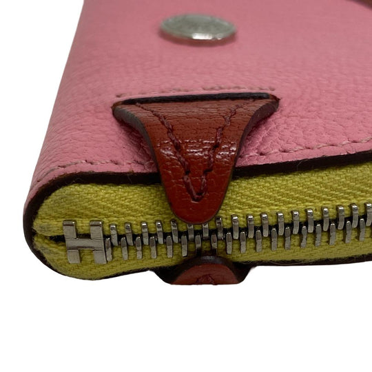 HERMES Coin case leather pink Paddock Chevrumizor Women Used Authentic