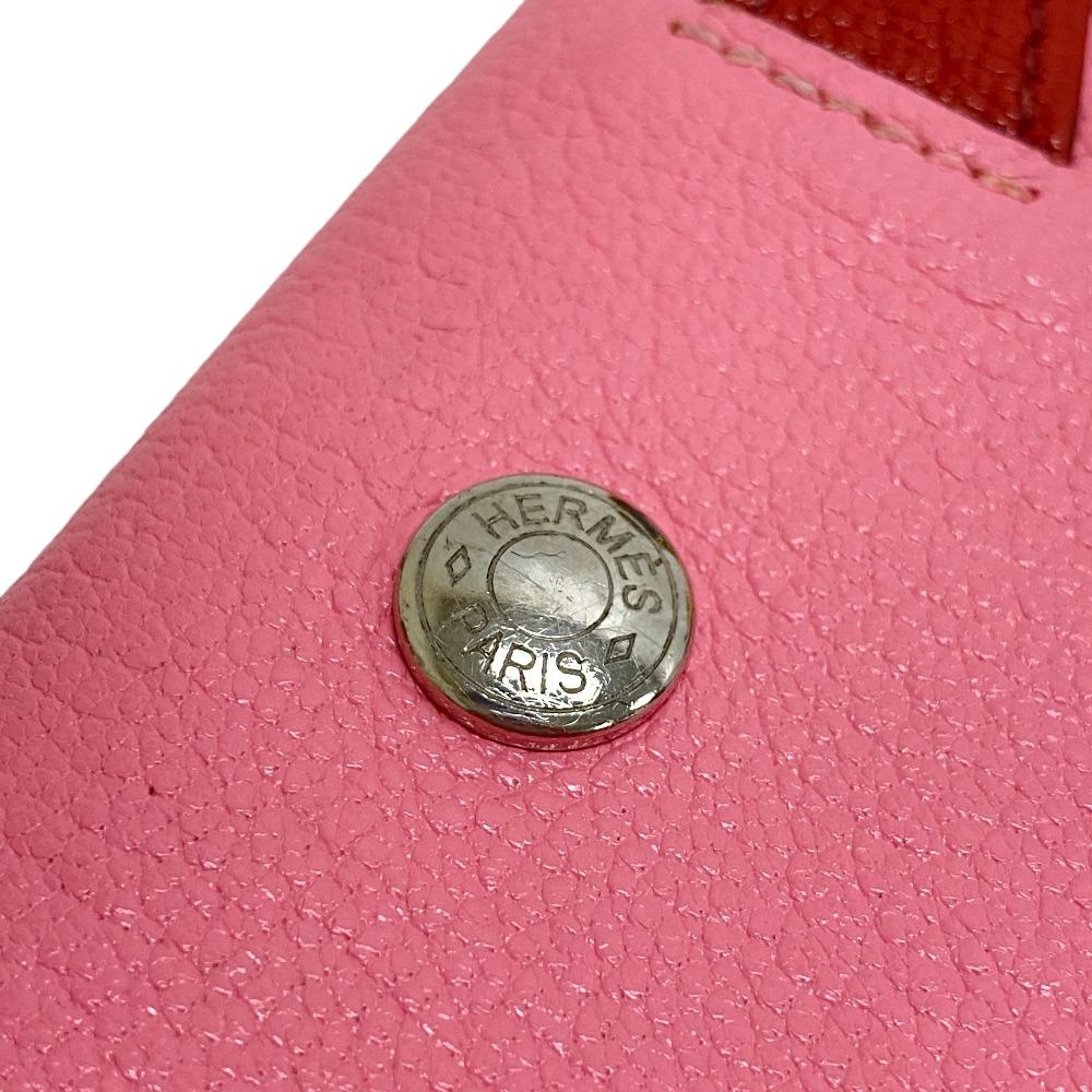 HERMES Coin case leather pink Paddock Chevrumizor Women Used Authentic