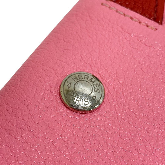HERMES Coin case leather pink Paddock Chevrumizor Women Used Authentic